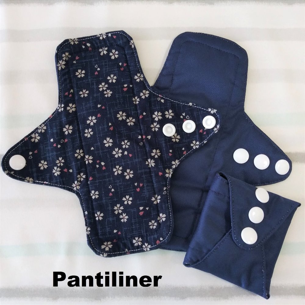 7" cloth menstrual pad (pantiliner) cherry blossom